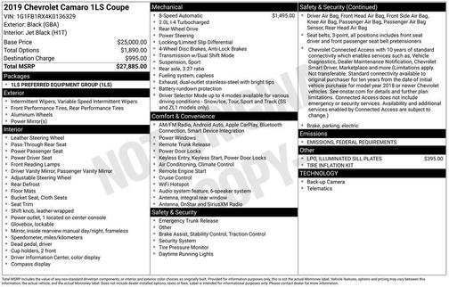 2019 Chevrolet Camaro 1LT