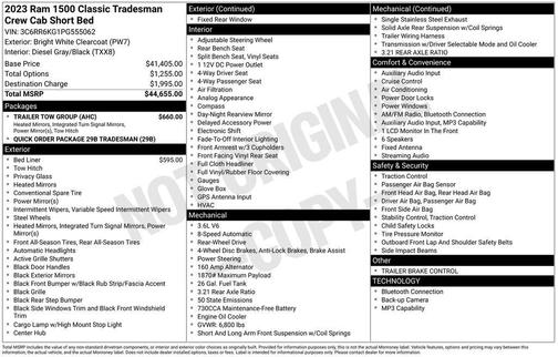 Bright White Clearcoat 2023 RAM 1500 Classic Tradesman