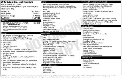 Magnetite Gray Metallic 2025 Subaru Crosstrek Premium