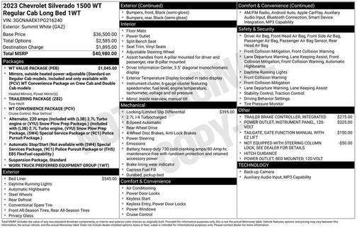 Summit White 2023 Chevrolet Silverado 1500 WT