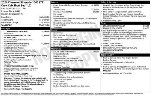 Black 2026 Chevrolet Silverado 1500 LTZ