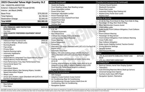 2025 Chevrolet Tahoe High Country