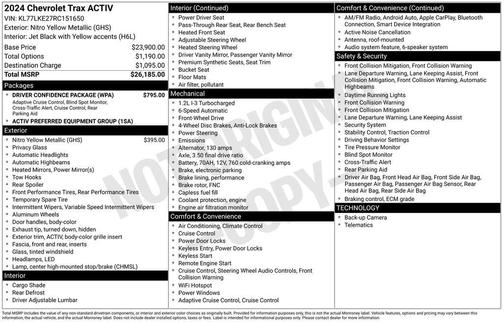 Nitro Yellow 2024 Chevrolet Trax ACTIV