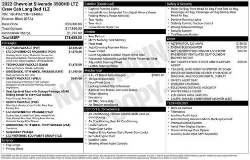 Black 2022 Chevrolet Silverado 3500 LTZ