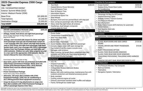 2025 Chevrolet Express 2500 Work Van