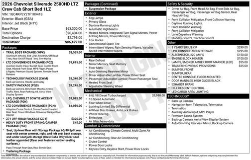 Black 2026 Chevrolet Silverado 2500 LTZ