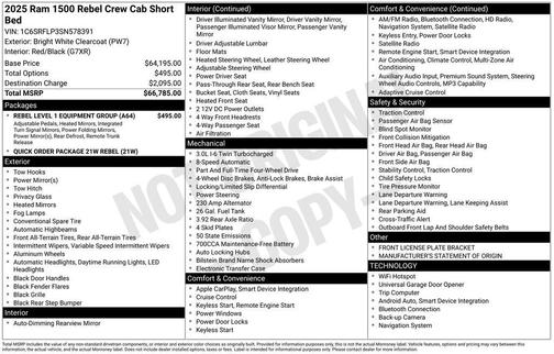 Bright White Clearcoat 2025 RAM 1500 Rebel