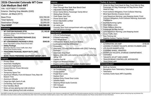 Sterling Gray Metallic 2026 Chevrolet Colorado WT
