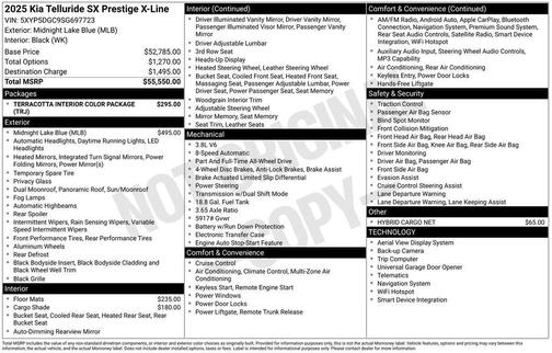 Midnight Black 2025 Kia Telluride SX-Prestige X-Line