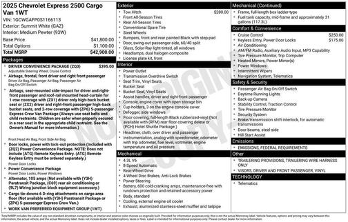 2025 Chevrolet Express 2500 Work Van