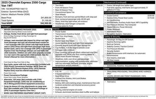 2025 Chevrolet Express 2500 Work Van
