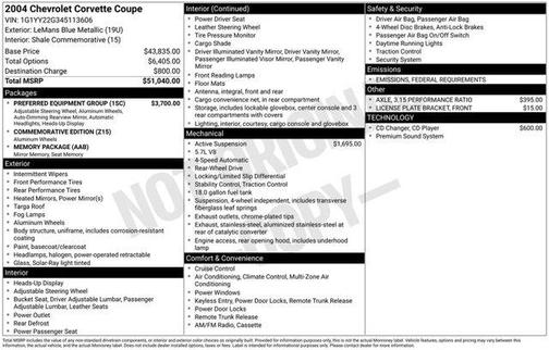 2004 Chevrolet Corvette Base