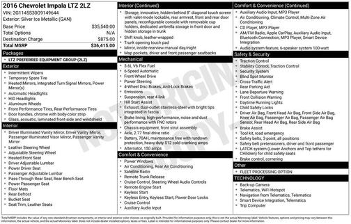 Silver Ice Metallic 2016 Chevrolet Impala 2LZ