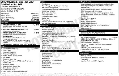 2026 Chevrolet Colorado WT