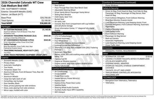 2026 Chevrolet Colorado WT