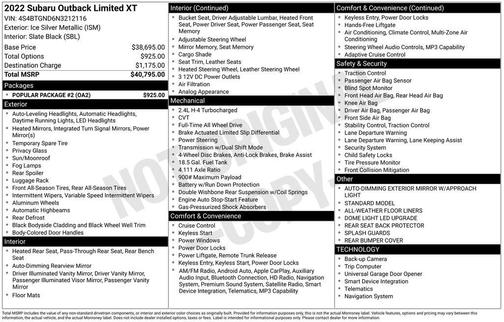 2022 Subaru Outback Limited XT
