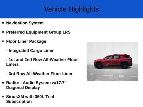 Radiant Red 2026 Chevrolet Traverse RS