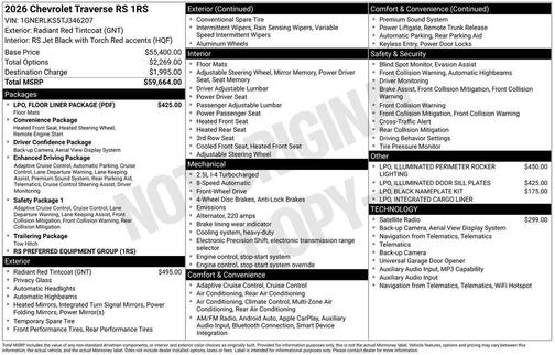 Radiant Red 2026 Chevrolet Traverse RS