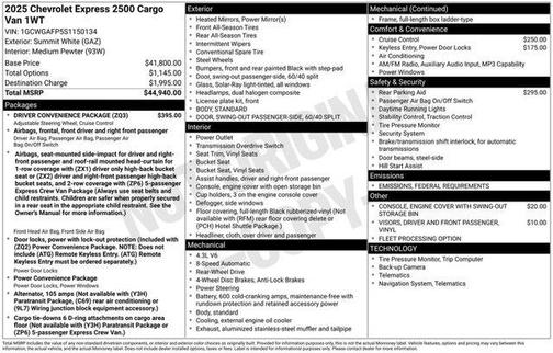 2025 Chevrolet Express 2500 Work Van