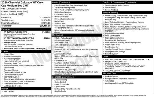 2026 Chevrolet Colorado WT