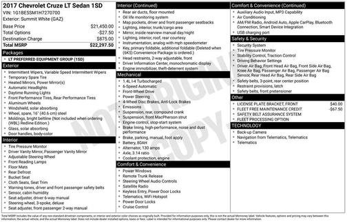Summit White 2017 Chevrolet Cruze LT