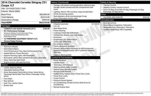 2016 Chevrolet Corvette Stingray Z51