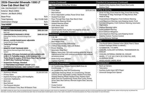 Black 2026 Chevrolet Silverado 1500 LT