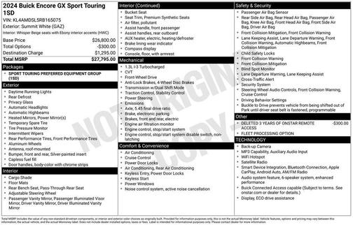 Summit White 2024 Buick Encore GX Sport Touring