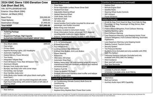 Onyx Black 2024 GMC Sierra 1500 Elevation
