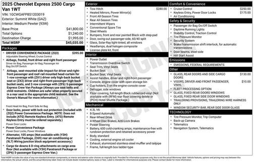 2025 Chevrolet Express 2500 Work Van