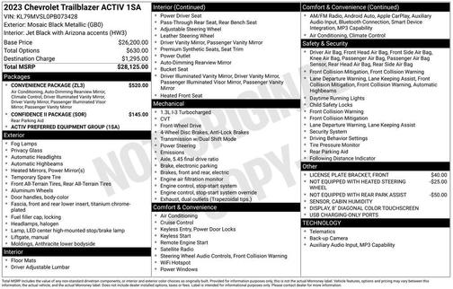 Mosaic Black Metallic 2023 Chevrolet Trailblazer ACTIV