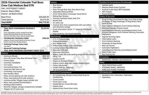 2026 Chevrolet Colorado Trail Boss
