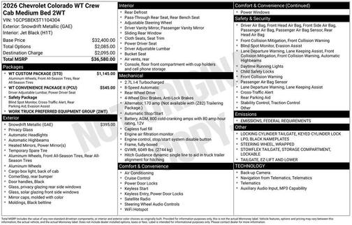 2026 Chevrolet Colorado WT