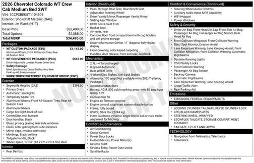 2026 Chevrolet Colorado WT