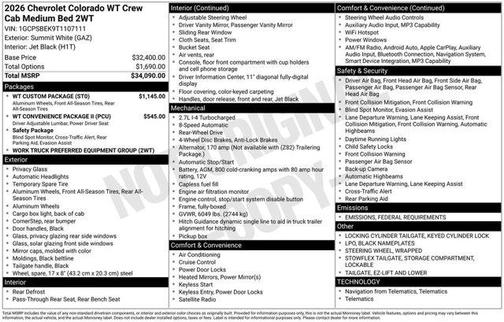 2026 Chevrolet Colorado WT