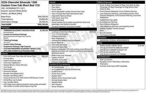 2026 Chevrolet Silverado 1500 Custom