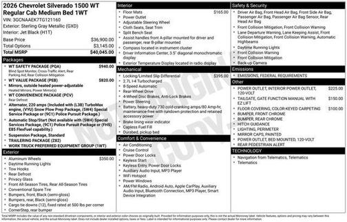 2026 Chevrolet Silverado 1500 WT