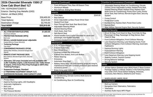 Sterling Gray Metallic 2026 Chevrolet Silverado 1500 LT