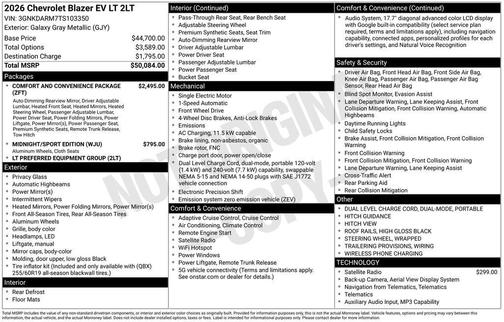 Galaxy Gray Metallic 2026 Chevrolet Blazer EV LT
