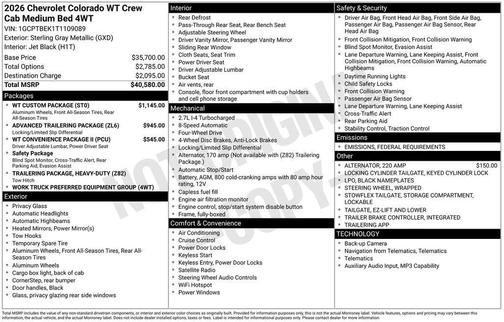 2026 Chevrolet Colorado WT