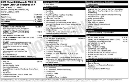 2026 Chevrolet Silverado 2500 Custom