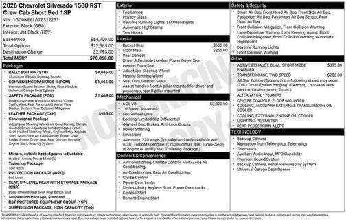 Black 2026 Chevrolet Silverado 1500 RST