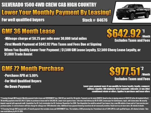 Black 2026 Chevrolet Silverado 1500 High Country