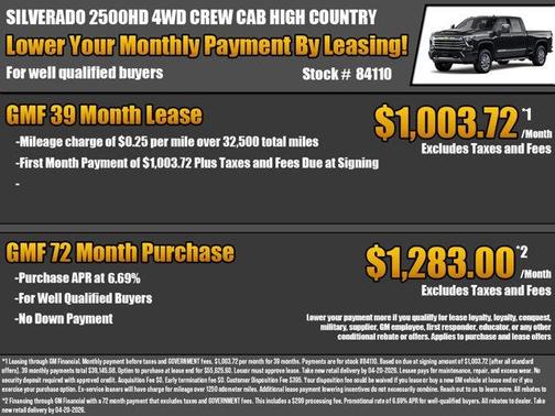 Black 2026 Chevrolet Silverado 2500 High Country