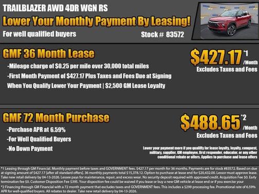 Red 2026 Chevrolet Trailblazer RS