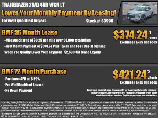 Summit White 2026 Chevrolet Trailblazer LT