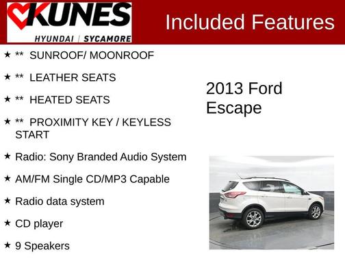 White Platinum 2013 Ford Escape SEL