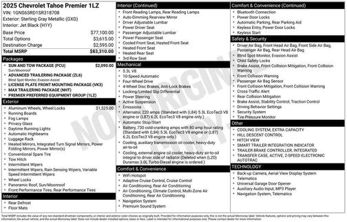 2025 Chevrolet Tahoe Premier