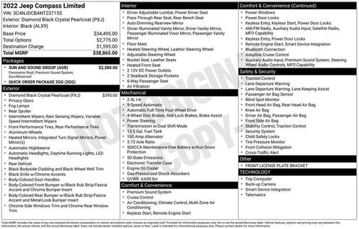 Diamond Black Crystal Pearlcoat 2022 Jeep Compass Limited