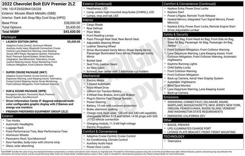 2022 Chevrolet Bolt EUV FWD Premier